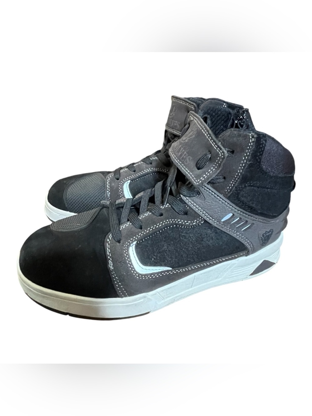Men's Black High-Top Motorcycle Riding Lace-Up Sneakers with Ankle Strap